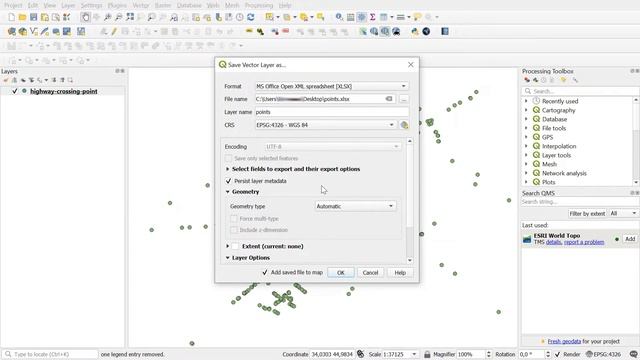 Exporting a layer from QGIS in XLSX format смотреть онлайн