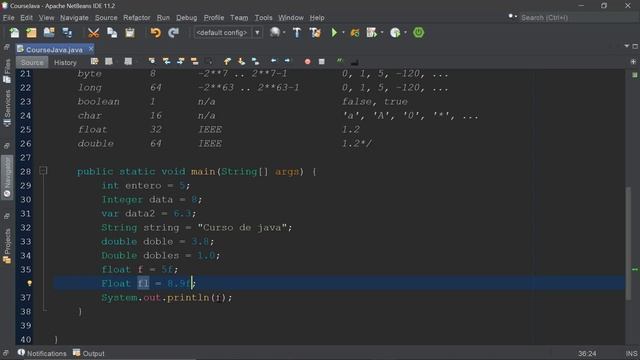 Cuso de java desde cero Variables de tipo float and char #5 смотреть онлайн