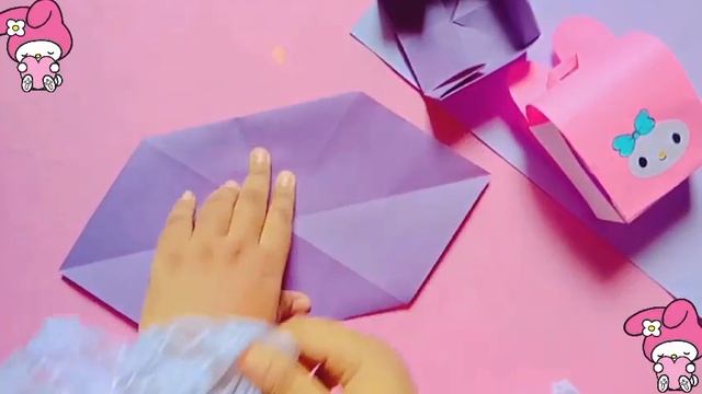 Origami Paper Backpack Kuromi & My Melody/How to make paper schoolbag/origami/school craft смотреть онлайн