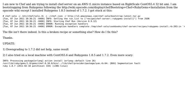 DevOps & SysAdmins: Problems bootstrapping Chef from Rubygems on CentOS5.4 смотреть онлайн