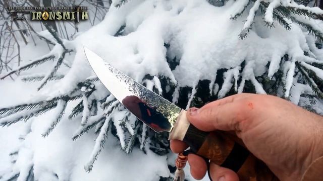 Нож "Бивень" ручная ковка сталь 9 хс рукоять огненный ясень термоясень рог лося смотреть онлайн