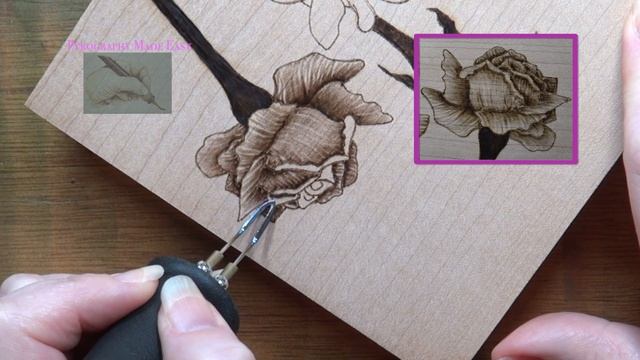Wood Burning for beginners - Valentine Hearts & Roses - pyrography tutorial смотреть онлайн