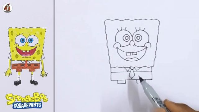 How to draw SpongeBob SquarePants step by step for Beginners / Easy Drawing with Oil Pastel Color смотреть онлайн