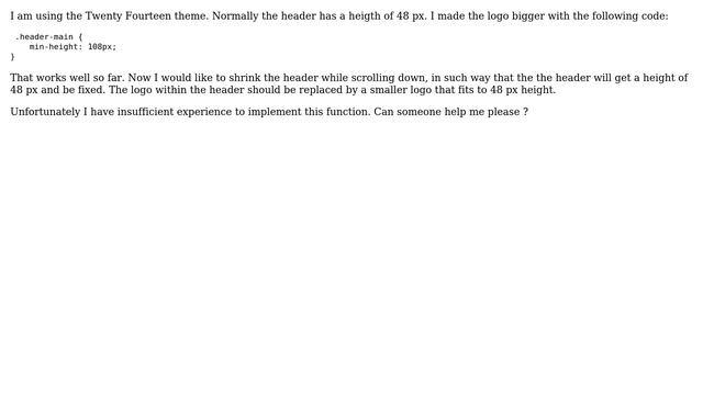 Wordpress: Twenty Fourteen: Shrinking header while scrolling down смотреть онлайн