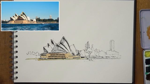 How to Sketch Buildings in Pen & Watercolour - Sketch 2 of 7: Sydney Opera House смотреть онлайн