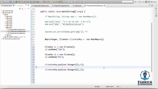 Map - HashMap Implementação смотреть онлайн