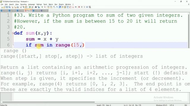 #33 WAP to sum of two given integers, if the sum is b/w 15 to 20 it will return 20 | Python Practic смотреть онлайн