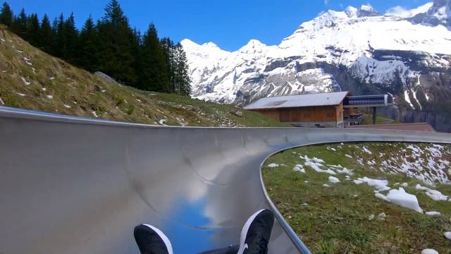 Switzerland Mountain Coaster - Slide Down The Alps! (Rodelbahn, Kandersteg Oeschinensee)