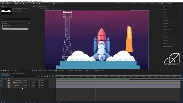How to Animate Cartoon Rocket & Smoke Trail in After Effects - After Effects Animation Tutorial смотреть онлайн