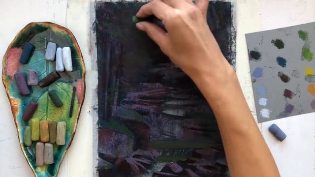 HOW TO DRAW WATERFALL WITH SOFT PASTEL. Урок для Начинающих - Водопад в Лесу смотреть онлайн
