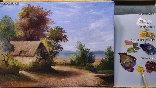 How I Paint Landscape Just By 4 Colors Oil Painting Landscape Step By Step 37 By Yasser Fayad смотреть онлайн