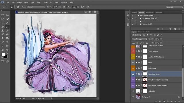 Fashion Sketch Photoshop Action Tutorial смотреть онлайн
