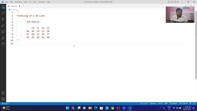 Indexing Of A 2D List In Python | INTRODUCTION | Python Tutorials For Beginners смотреть онлайн