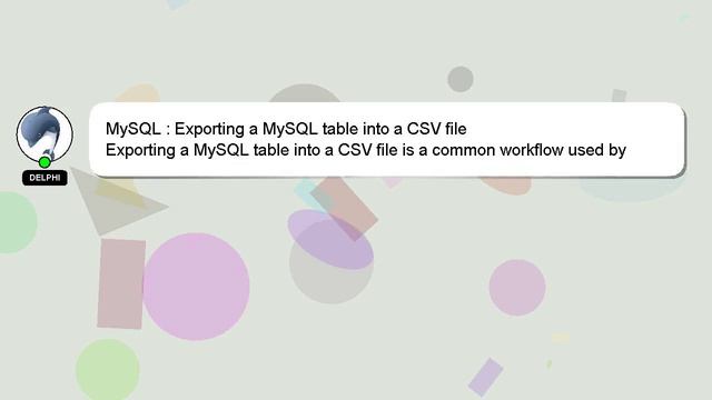 MySQL : Exporting a MySQL table into a CSV file смотреть онлайн