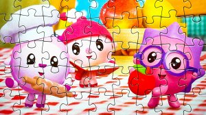 Малышарики Крош Пандочка и Нюшенька - собираем пазлы для детей с героями мультика  Раскрашка ТВ