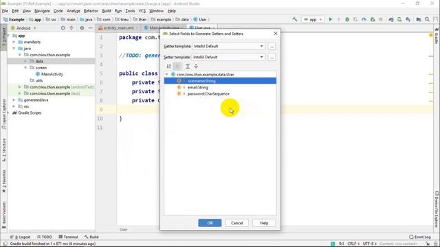 Android Studio - Sinh code: getter/setter/constructor... смотреть онлайн