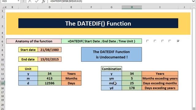 Excel 2013 Video 39 The DATEDIF Function смотреть онлайн