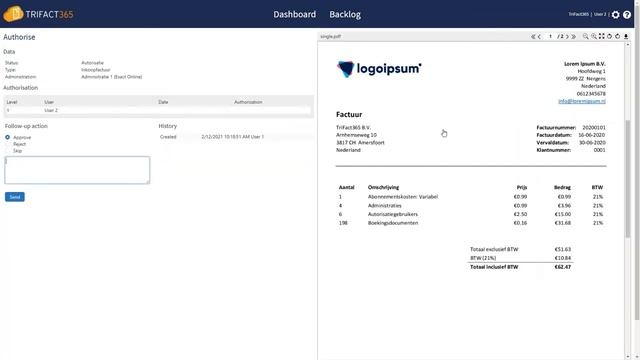 How to authorise an invoice | TriFact365 Tutorial смотреть онлайн