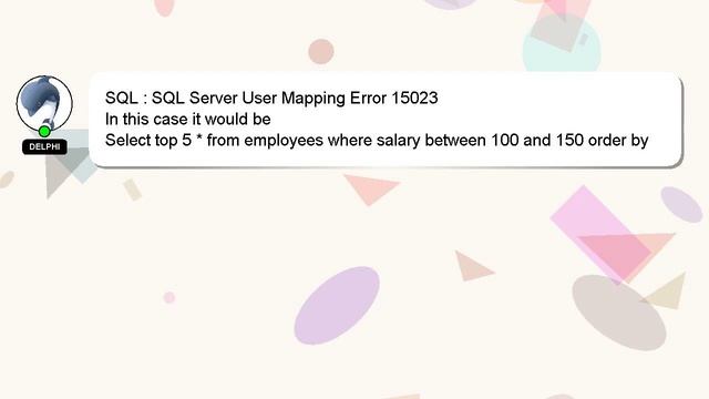 SQL : SQL Server User Mapping Error 15023 смотреть онлайн