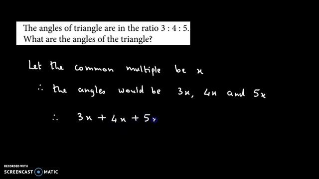 The angles of a triangle are in the ratio 3: 4:5.What are the angles of the triangle? смотреть онлайн
