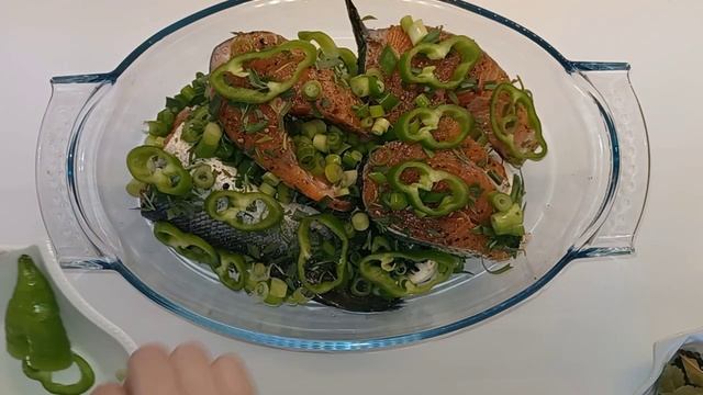 Грибы под рыбой/самый вкусный рецепт приготовления рыбы в духовке/Рыба Лосось