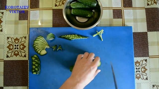КАК КРАСИВО НАРЕЗАТЬ ОГУРЕЦ 10 способов. Украшения из Овощей. Карвинг из огурца! смотреть онлайн