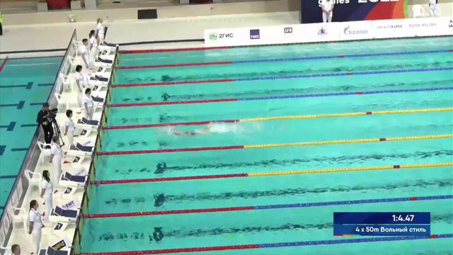 Юность России 2022 девушки эстафета 4*50 в/ст 4 заплыв Санкт-Петербург-1 Рекорд Соревнований смотреть онлайн