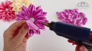 ✿ Цветы из  атласных лент. Георгин Канзаши