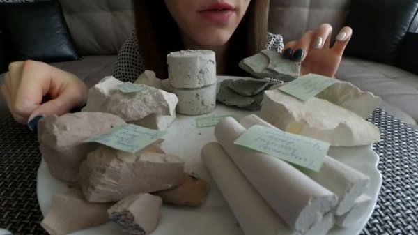 Clay. A piece of chalk. Glinomel. Description and crunch. Глина. Мел. Глиномел. Описание и хруст.