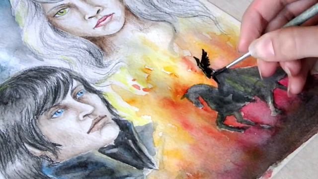 Cirilla and Cahir (The Witcher) -- Watercolor painting (aquarelle) – Drawing смотреть онлайн
