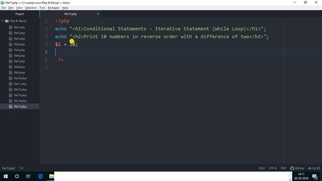 Lecture - 20 - Conditional Statements - While Loop In PHP - PHP & MySql Series смотреть онлайн