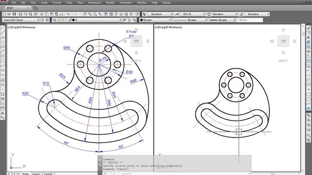 2D Autocad practice drawing EX.19 смотреть онлайн
