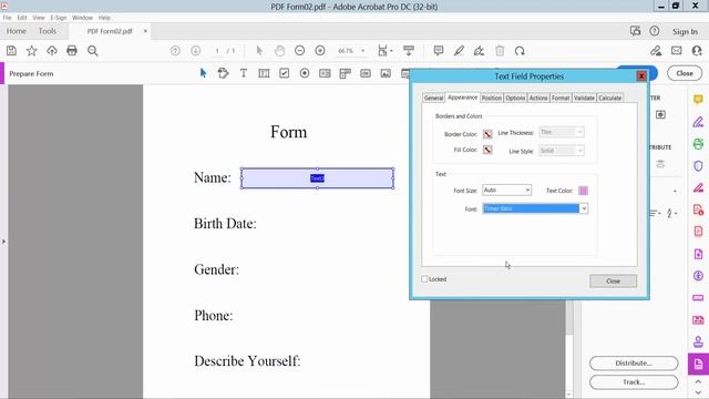 How to change text field font size and text color in a fillable pdf file using adobe acrobat pro-dc смотреть онлайн