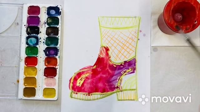 Рисование с элементами аппликации "Сапожок в луже" смотреть онлайн