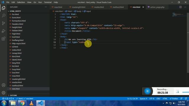 What is use of MIN attribute in html learn in Hindi Urdu смотреть онлайн