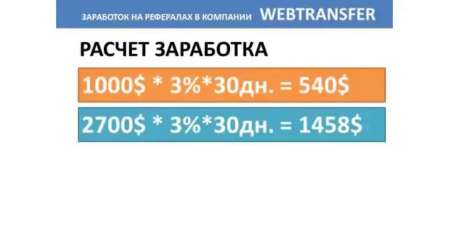 Webtransfer ! Как получить 1458 долларов в месяц в Вебтрансфере !