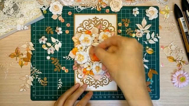 ОСЕННЯЯ открытка с вареньем/СКРАПБУКИНГ/scrapbooking Autumn Card With Flowers Step By Step