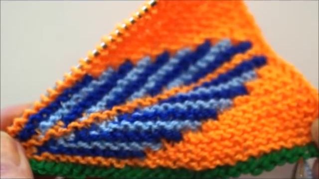 Жаккардовый коврик укороченными рядами спицами. Жаккардовый узор спицами. смотреть онлайн