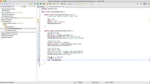 DataType Conversion in JAVA смотреть онлайн