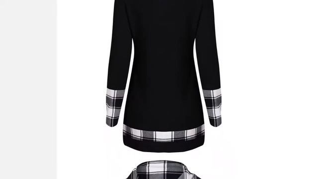 Зимняя женская блузка с длинным рукавом туника в клетку Толстовка на пуговицах клетчатая водолазка смотреть онлайн