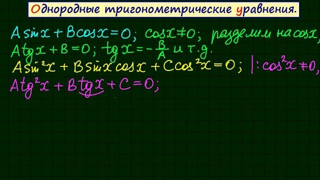 Однородные тригонометрические уравнения. Тригонометрия-20 смотреть онлайн