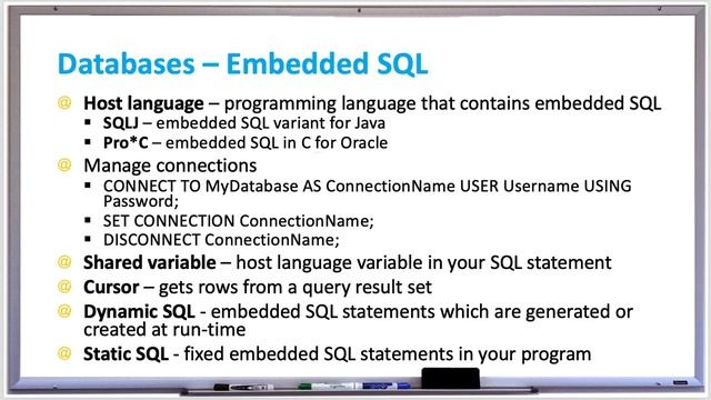 Database Systems - Embedded SQL Database Programming - SQLJ - Pro*C - Cursors - Dynamic/Static SQL смотреть онлайн