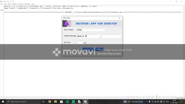 DESKTOP REMINDER PROJECT IN PYTHON смотреть онлайн