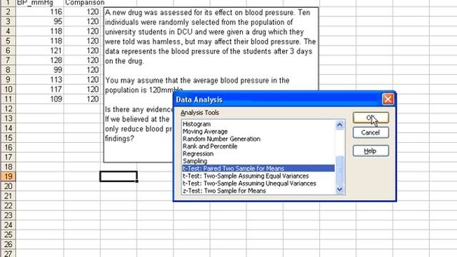 Carrying out a one sample t test in Excel смотреть онлайн