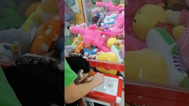 В автомате на середине лежит фламинго. Автомат хватайка. смотреть онлайн