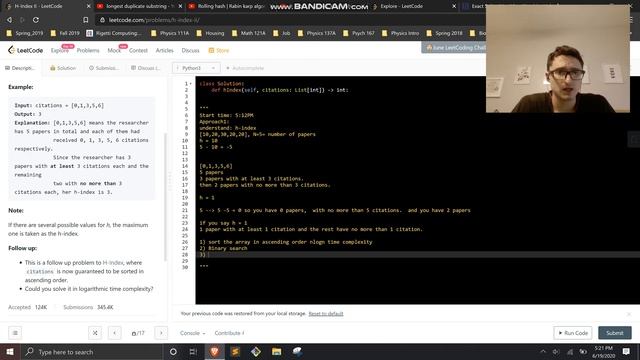 H index II [Day 18/30] [Python] смотреть онлайн