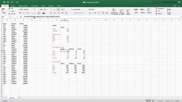 Contingency Table Excel - CountIF function смотреть онлайн