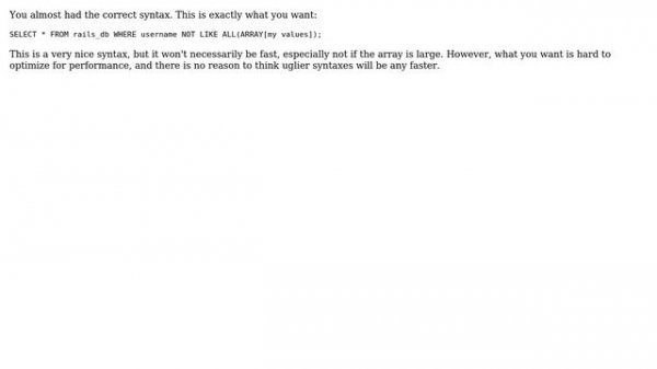 Databases: Where column not like multiple values (4 Solutions!!)