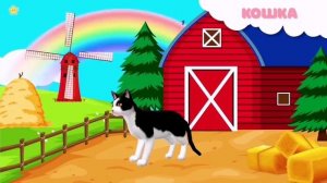 Домашние животные для детей, корова, лошадь, курица, осёл, кошка, собака, коза, петух, гусь, свинья.